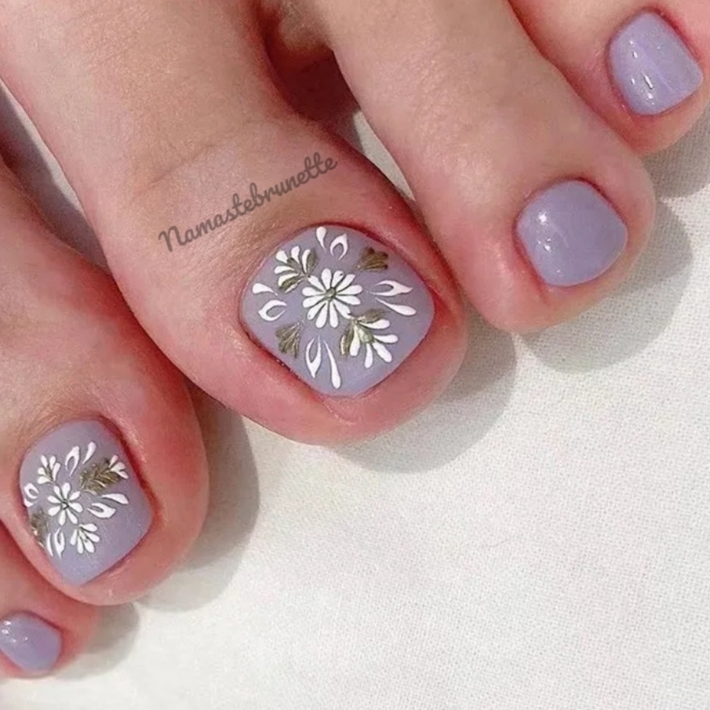 2/$16 Boho Daisy Purple Press On Toenails
